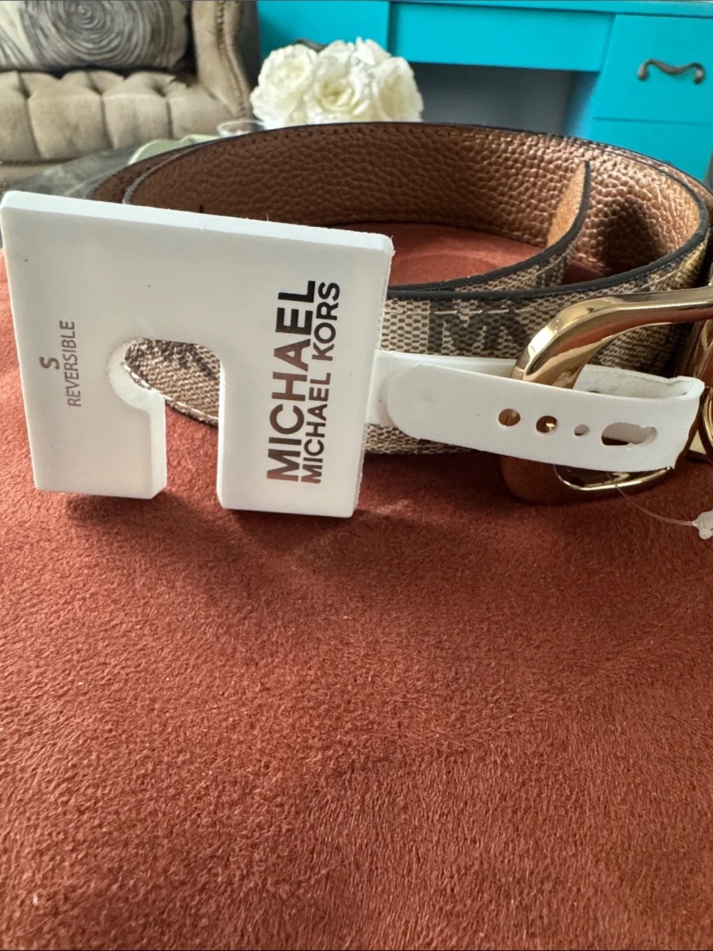Michael Kors Brown and tan  Reversible Logo Belt